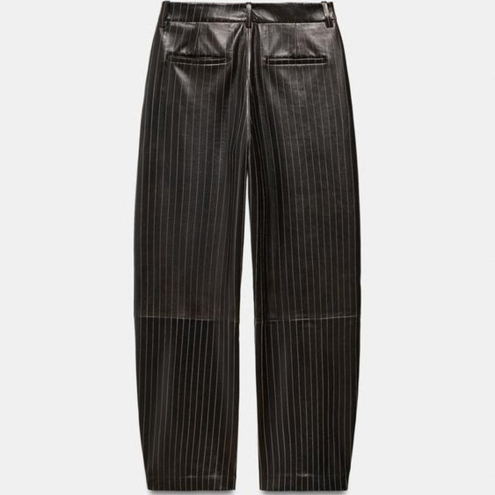 ZARA STRIPED LEATHER PANTS ZW COLLECTION LIMITED EDITION - Picture 7 of 7